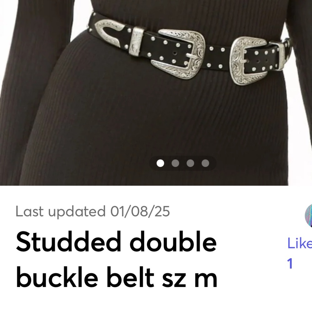 Studded Black Belt with Silver Buckles